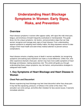 Understanding Heart Blockage Symptoms in Women_ Early Signs, Risks, and Prevention