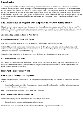 The Importance of Regular Pest Inspections for New Jersey Homes