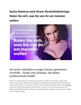 Suche Domina nach ihrem Persönlichkeitstyp