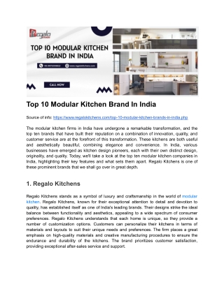Top 10 Modular Kitchen Brand In India