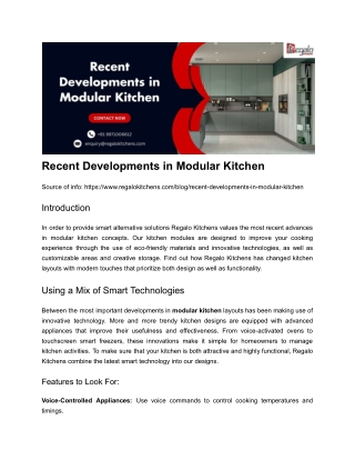 Recent Developments in Modular Kitchen