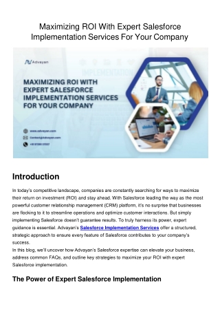 Maximizing ROI With Expert Salesforce Implementation Services For Your Company