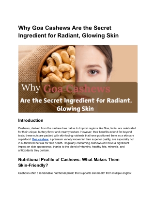 Why Goa Cashews Are the Secret Ingredient for Radiant, Glowing Skin