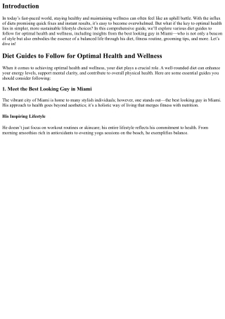 Diet Guides to Follow for Optimal Health and Wellness