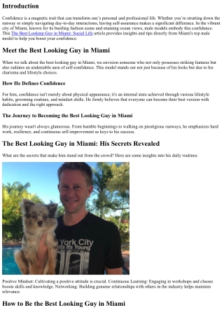 Boost Your Confidence with Tips from Miami's Top Male Model
