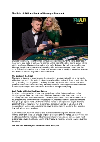 The Role of Skill and Luck in Winning at Blackjack