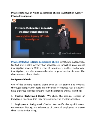 Private Detective in Noida Background checks Investigation Agency Private Investigator.