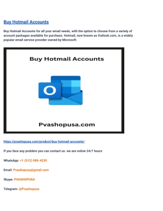 Buy Hotmail Accounts