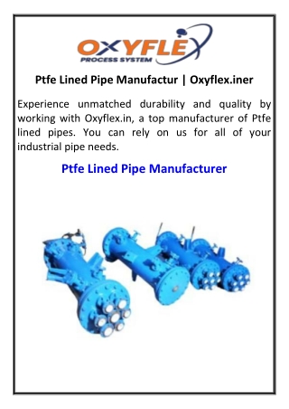 Ptfe Lined Pipe Manufactur  Oxyflex.iner