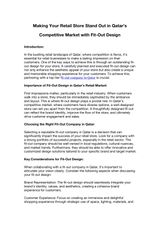 Making Your Retail Store Stand Out in Qatar’s Competitive Market with Fit-Out Design