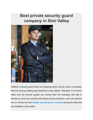 Best private security guard company in Simi Valley