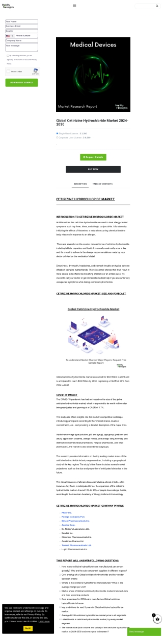 A Comprehensive Review of the Global Cetirizine Hydrochloride Market
