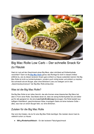 Big Mac Rolle Low Carb – Der schnelle Snack für zu Hause
