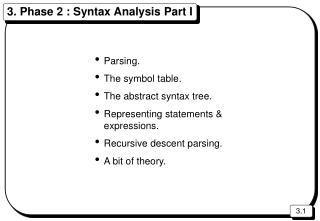 3. Phase 2 : Syntax Analysis Part I