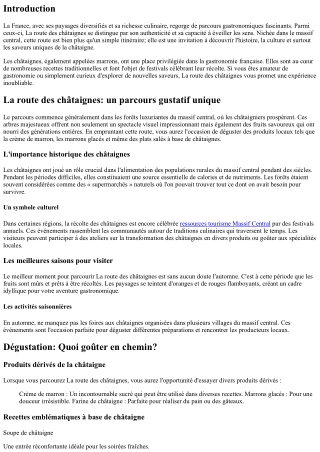 La route des châtaignes: un parcours gustatif unique