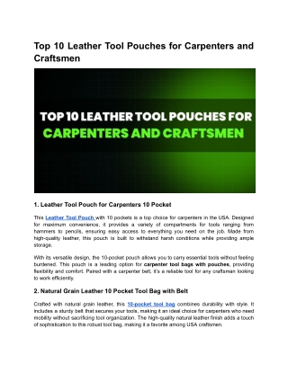 Top 10 Leather Tool Pouches for Carpenters and Craftsmen