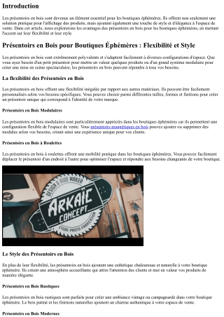 Présentoirs en Bois pour Boutiques Éphémères : Flexibilité et Style