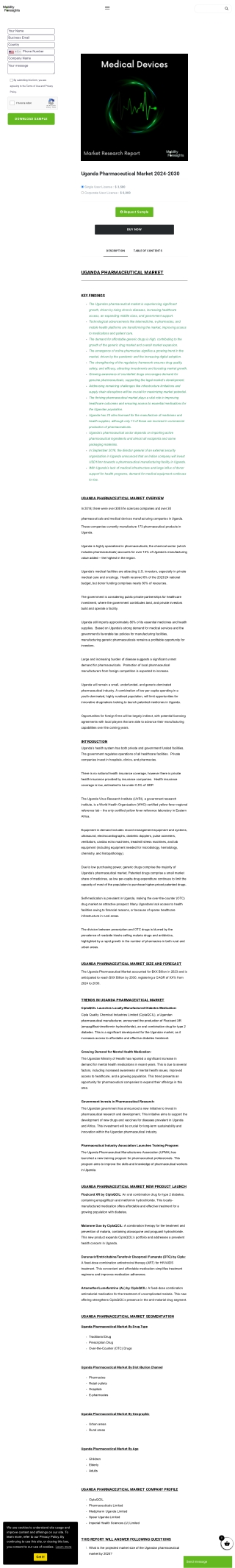 The Uganda Pharmaceutical Market: Challenges, Trends, and Innovations