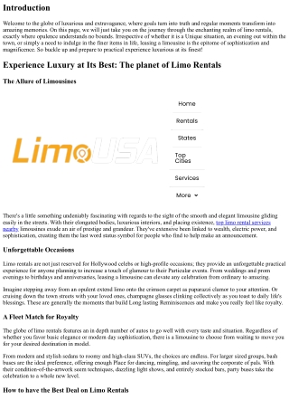 Encounter Luxurious at Its Finest: The World of Limo Rentals
