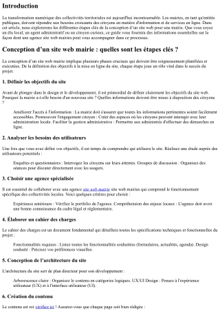 Conception d’un site web mairie : quelles sont les étapes clés ?