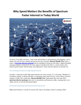 Why Speed Matters the Benefits of Spectrum Faster Internet in Today World