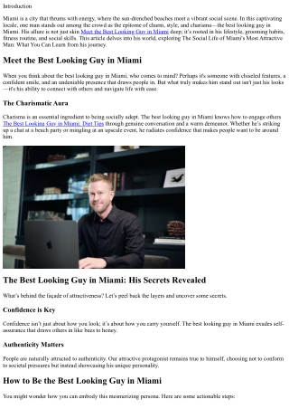 The Social Life of Miami's Most Attractive Man: What You Can Learn
