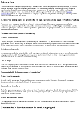 Réussir sa campagne de publicité en ligne grâce à une agence webmarketing
