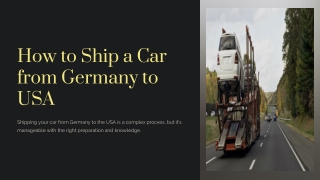 How To Ship A Car From Germany To Usa