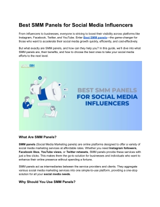 Best SMM Panels for Social Media Influencers.