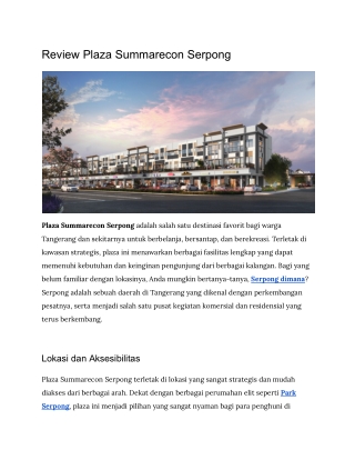 Review Plaza Summarecon Serpong