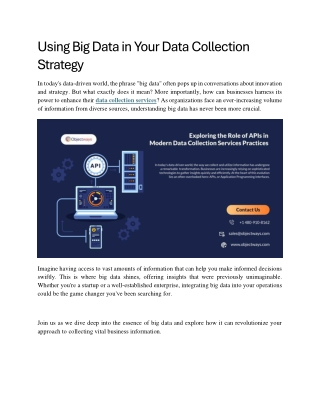 Using Big Data in Your Data Collection Strategy