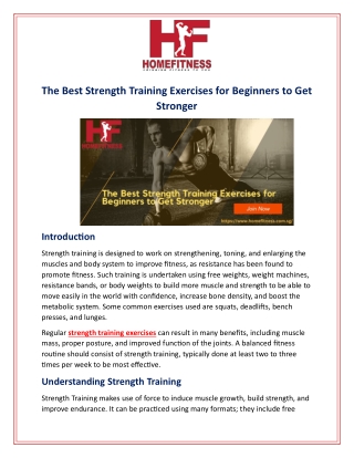 The Best Strength Training Exercises for Beginners to Get Stronger