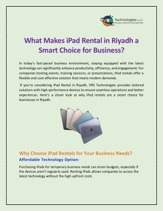 What Makes iPad Rental in Riyadh a Smart Choice for Business?
