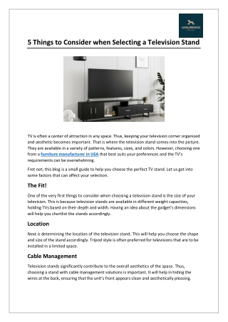 5 Things to Consider when Selecting a Television Stand