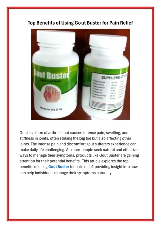 Top Benefits of Using Gout Buster for Pain Relief