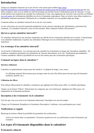 “Comment utiliser un calendrier interactif sur le site de votre mairie”