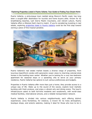 Exploring Properties Listed in Puerto Vallarta Your Guide to Finding Your Dream Home