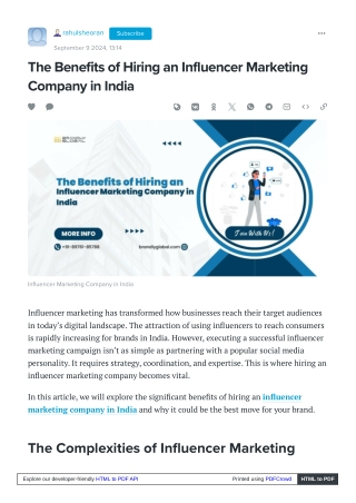 The Benefits of Hiring an Influencer Marketing Company in India