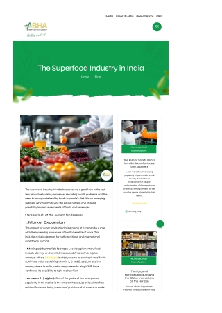 The Superfood Industry in India