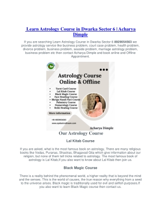 Learn Astrology Course in Dwarka Sector 6  8929054563