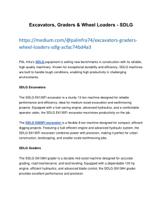 Excavators, Graders, and Wheel Loaders | SDLG