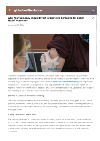 Why Your Company Should Invest in Biometric Screening for Better Health Outcomesglobalhealthsoluti...-5