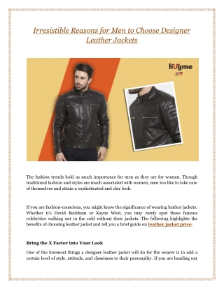 Irresistible Reasons for Men to Choose Designer Leather Jackets