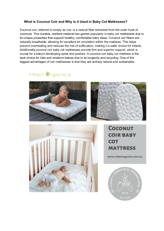 What is Coconut Coir and Why is it Used in Baby Cot Mattresses ?