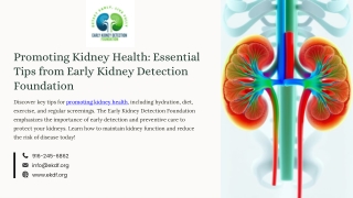 Promoting Kidney Health Essential Tips from Early Kidney Detection Foundation