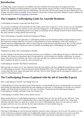 CoolSculpting for a Healthier Future: Explained by Amarillo Experts