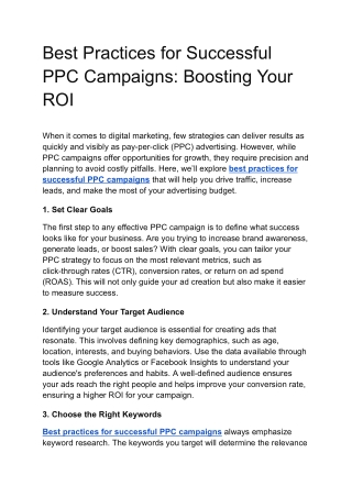 Best Practices for Successful PPC Campaigns: Boosting Your ROI