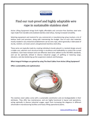 Find our highly adaptable wire rope in sustainable stainless steel