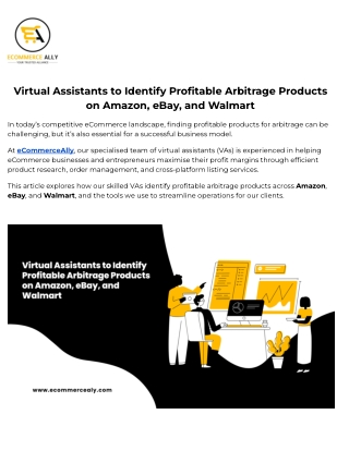 Virtual Assistants to Identify Profitable Arbitrage Products on Amazon, eBay, and Walmart