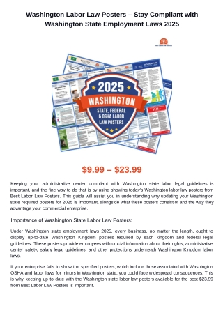 Washington State Labor Posters – Meet Compliance Standards